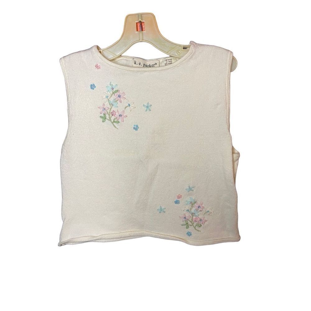KC Parker girls, embroidered floral tank top, size 7
